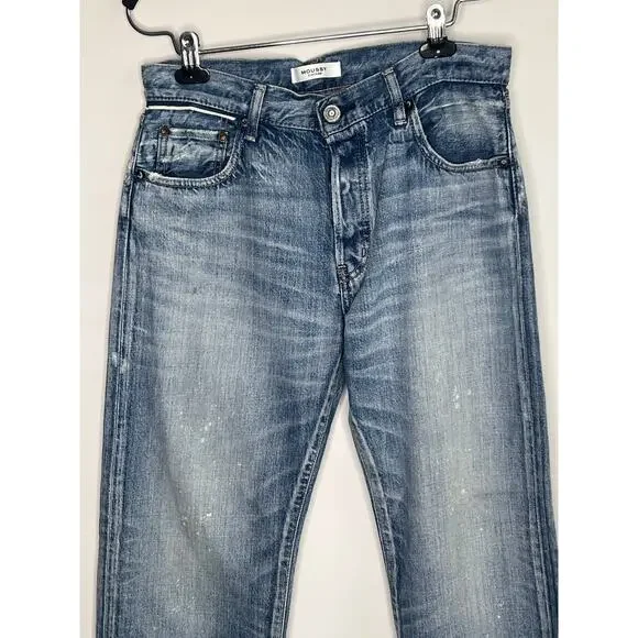 Moussy Vintage Selvedge Paint Splatter High Waisted Button Fly Straight Jeans 28 - Picture 3 of 13